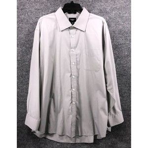 Haggar Dress Shirt Men's 18 1/2 Grey Button Down Collared Long Sleeved‎ 34/35
